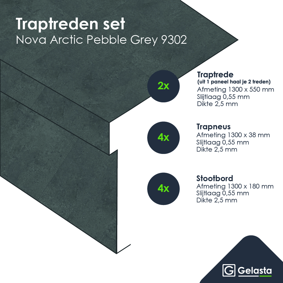 Traptreden set PVC 9302 Nova Arctic Pebble Grey - Afbeelding 2